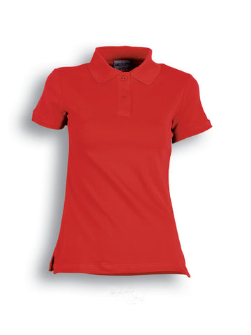 Ladies Pique Knit Fitted Cotton / Spandex Polo in Red