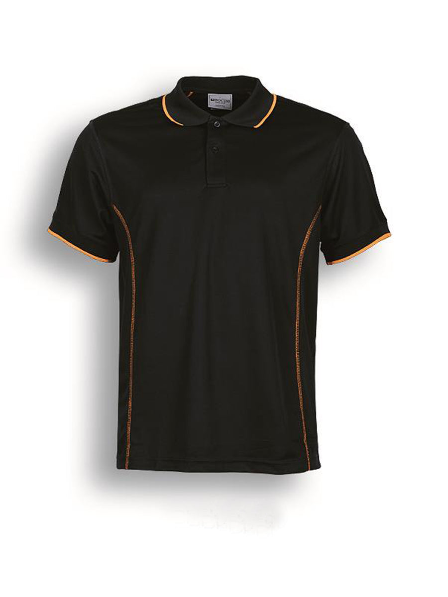 Stitch Feature Essentials-Mens Short Sleeve Polo in Black/Gold