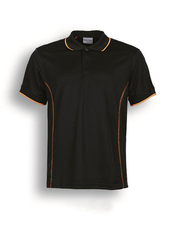 Stitch Feature Essentials-Mens Short Sleeve Polo in Black/Gold