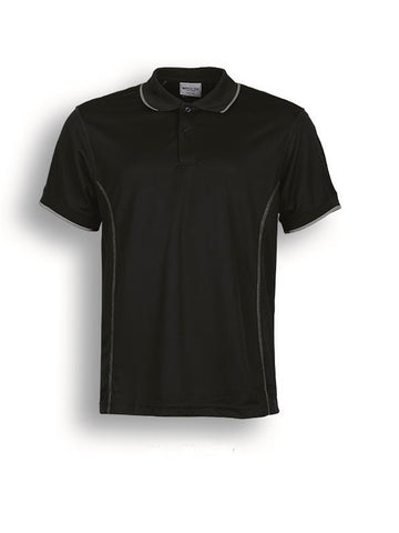 Stitch Feature Essentials-Mens Short Sleeve Polo in Black/Grey