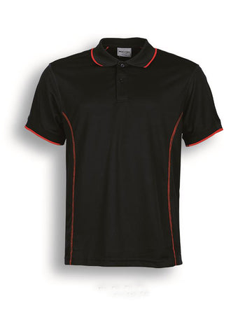 Stitch Feature Essentials-Mens Short Sleeve Polo in Black/Red