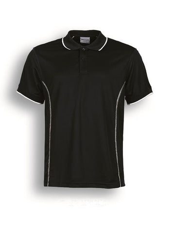 Stitch Feature Essentials-Mens Short Sleeve Polo in Black/White
