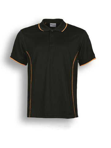 Stitch Feature Essentials-Mens Short Sleeve Polo in Bottle Green/Gold