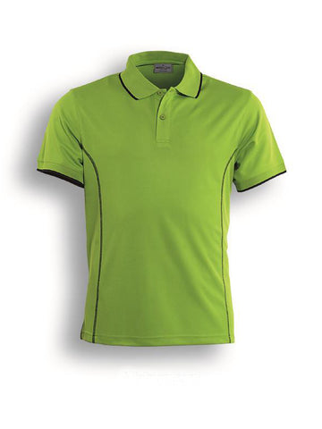 Stitch Feature Essentials-Mens Short Sleeve Polo in Lime/Navy