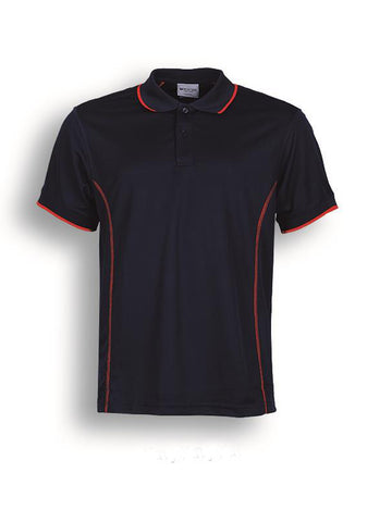 Stitch Feature Essentials-Mens Short Sleeve Polo in Navy/Red