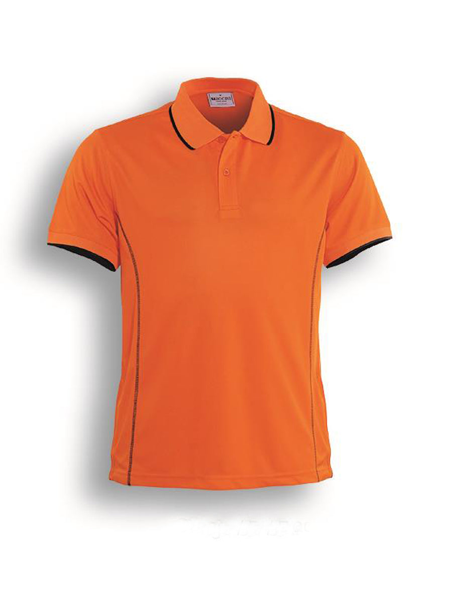 Stitch Feature Essentials-Mens Short Sleeve Polo in Orange/Black