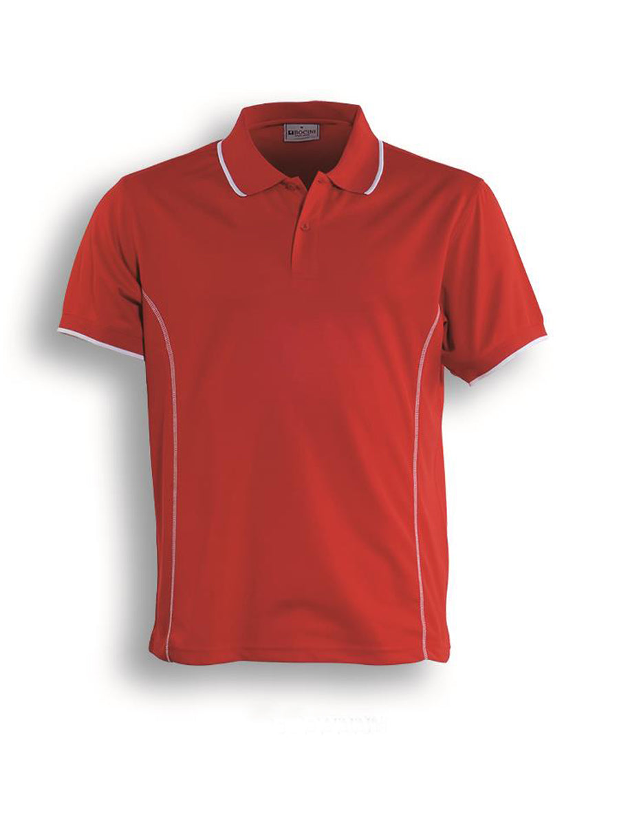 Stitch Feature Essentials-Mens Short Sleeve Polo in Red/White