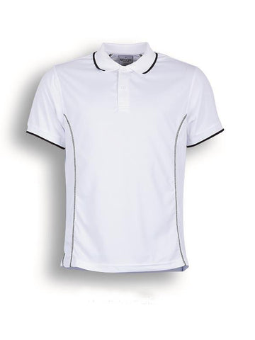 Stitch Feature Essentials-Mens Short Sleeve Polo in White/Black