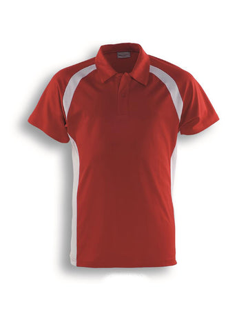 Team Essentials-Mens Short Sleeve Contrast Panel Polo in Red/White