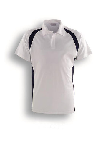 Team Essentials-Mens Short Sleeve Contrast Panel Polo in White/Navy