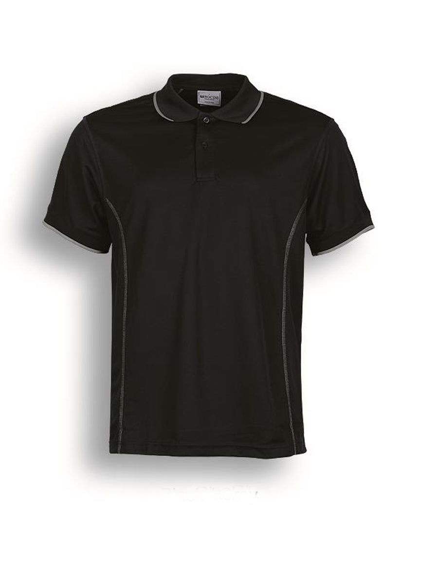 Stitch Feature Essentials-Ladies Short Sleeve Polo in Black/Grey