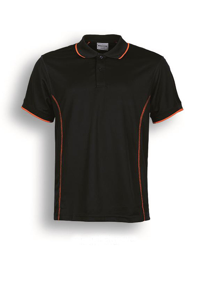 Stitch Feature Essentials-Ladies Short Sleeve Polo in Black/Orange