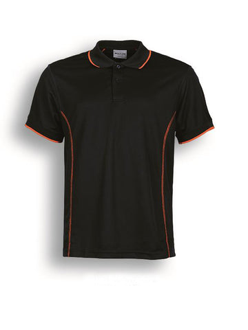 Stitch Feature Essentials-Ladies Short Sleeve Polo in Black/Orange