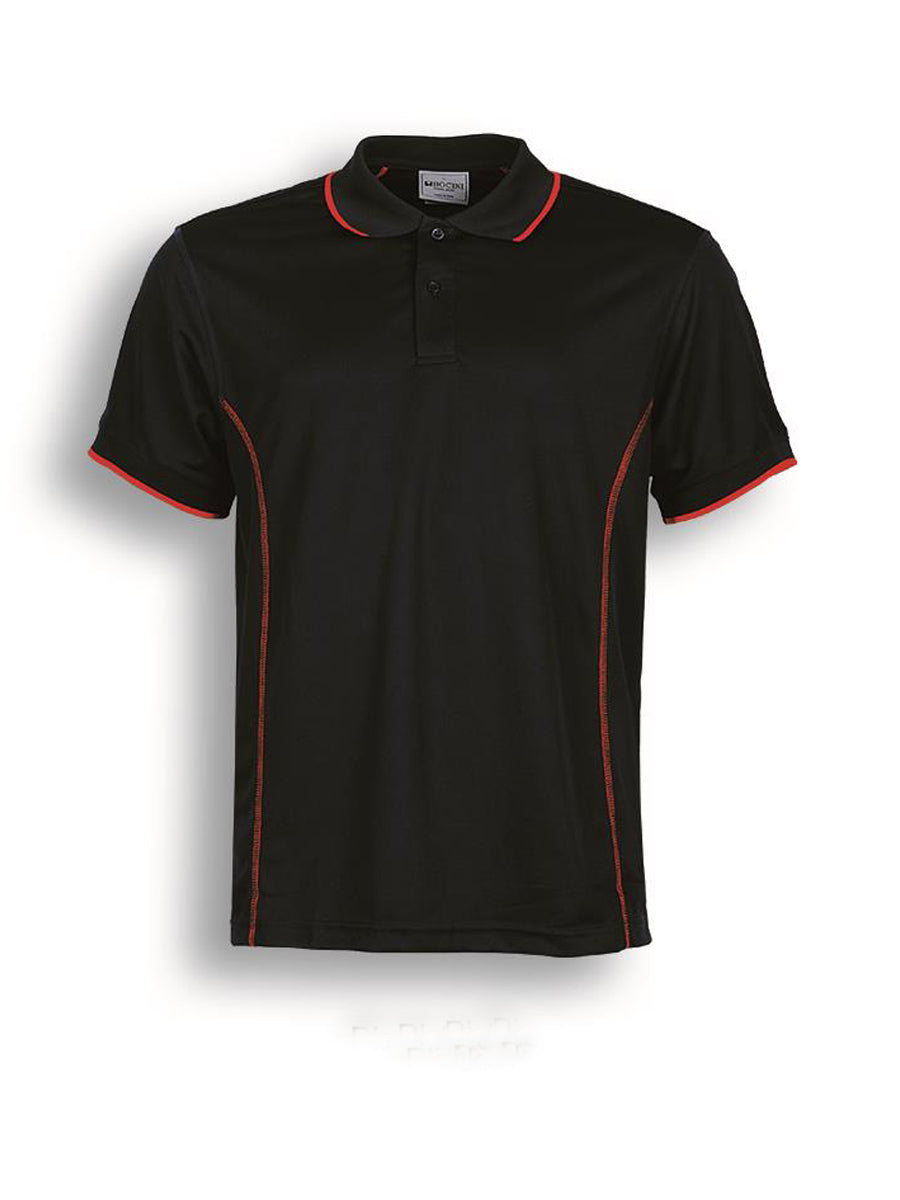 Stitch Feature Essentials-Ladies Short Sleeve Polo in Black/Red