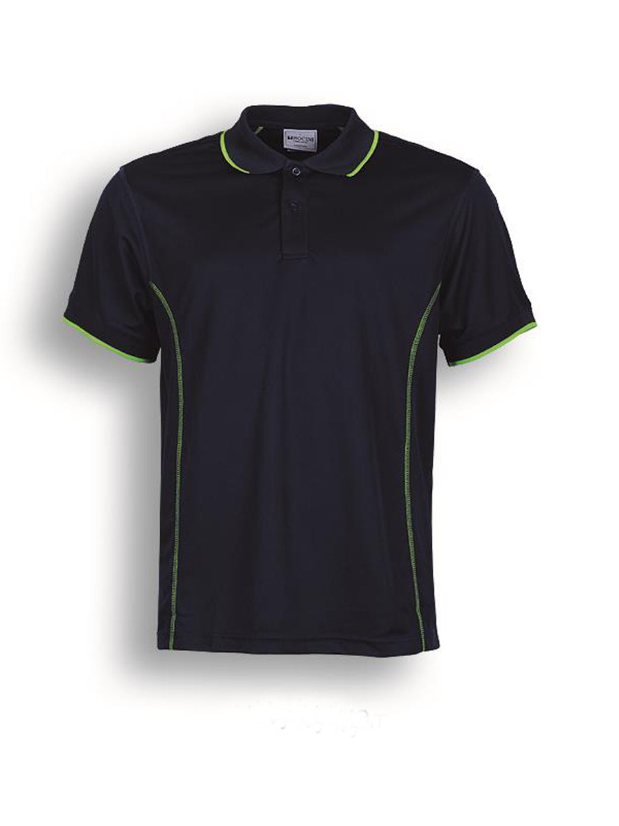 Stitch Feature Essentials-Ladies Short Sleeve Polo in Navy/Lime
