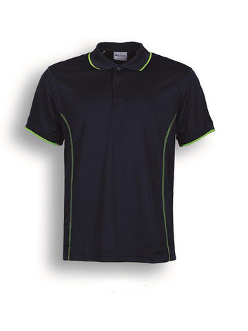 Stitch Feature Essentials-Ladies Short Sleeve Polo in Navy/Lime