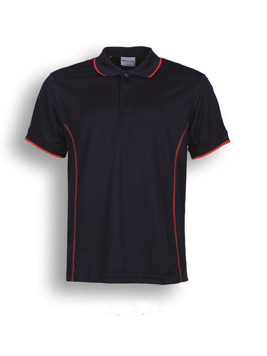 Stitch Feature Essentials-Ladies Short Sleeve Polo in Navy/Red