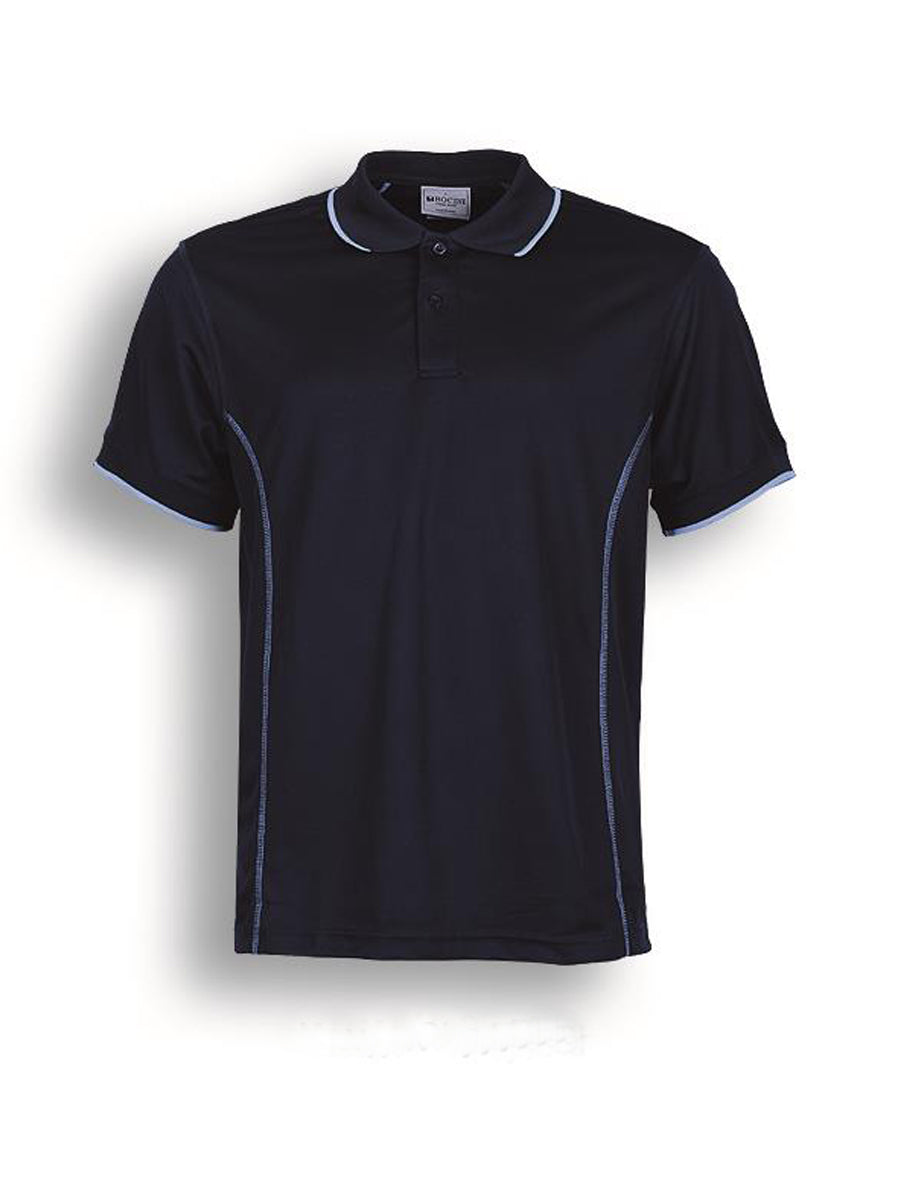 Stitch Feature Essentials-Ladies Short Sleeve Polo in Navy/Sky Blue