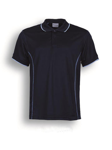 Stitch Feature Essentials-Ladies Short Sleeve Polo in Navy/Sky Blue