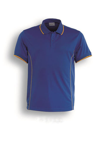 Stitch Feature Essentials-Ladies Short Sleeve Polo in Royal/Gold