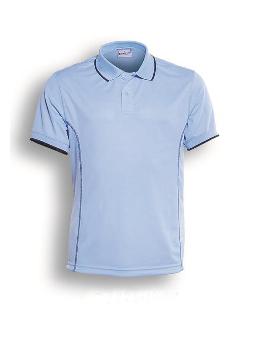 Stitch Feature Essentials-Ladies Short Sleeve Polo in Sky Blue/Navy