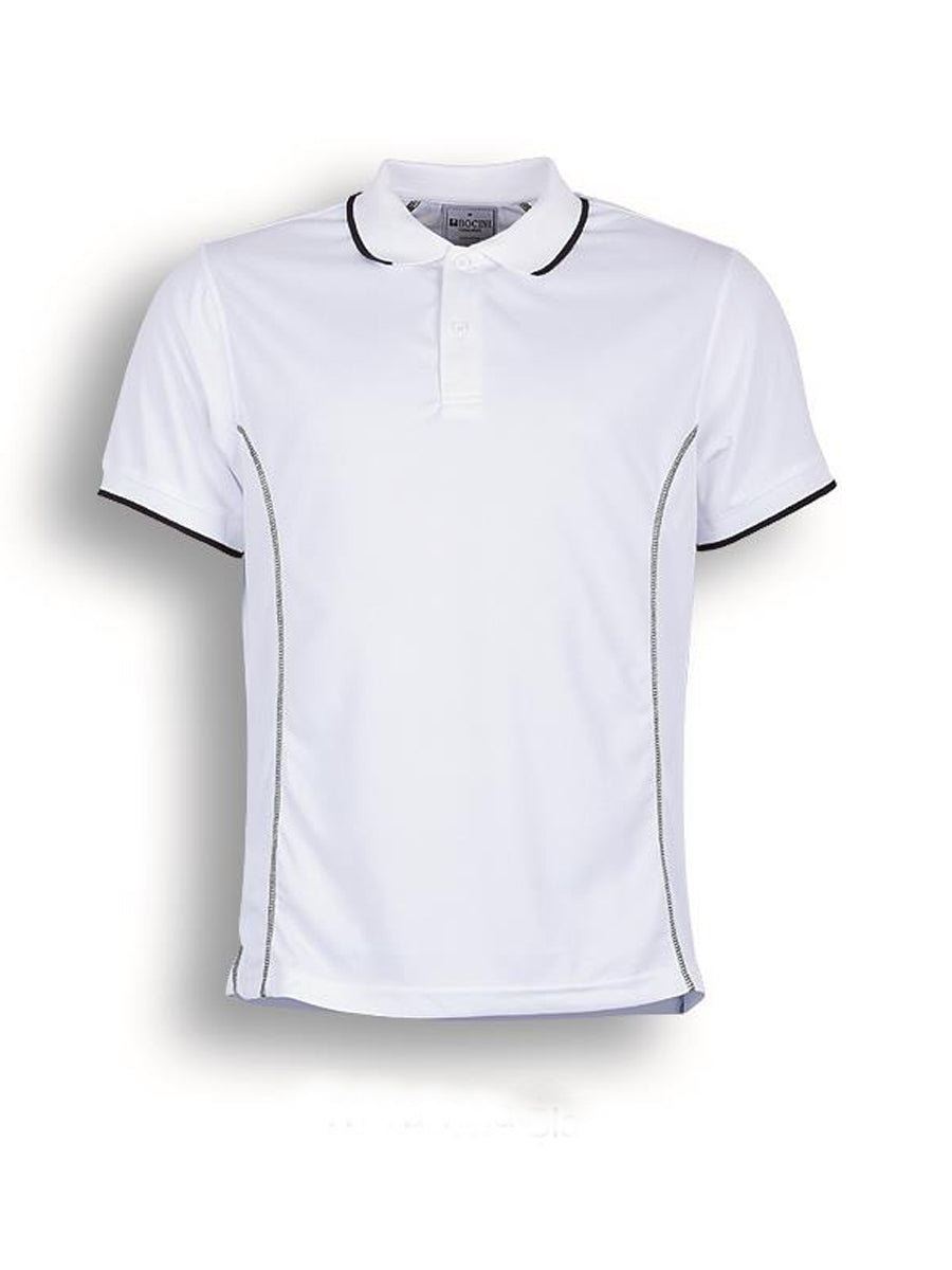 Stitch Feature Essentials-Ladies Short Sleeve Polo in White/Black