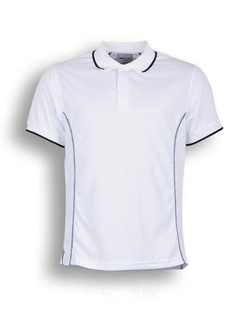 Stitch Feature Essentials-Ladies Short Sleeve Polo in White/Navy
