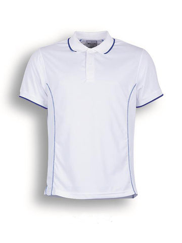 Stitch Feature Essentials-Ladies Short Sleeve Polo in White/Royal