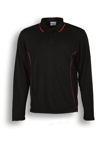 Stitch Feature Essentials-Kids L/S Polo in Black/Red
