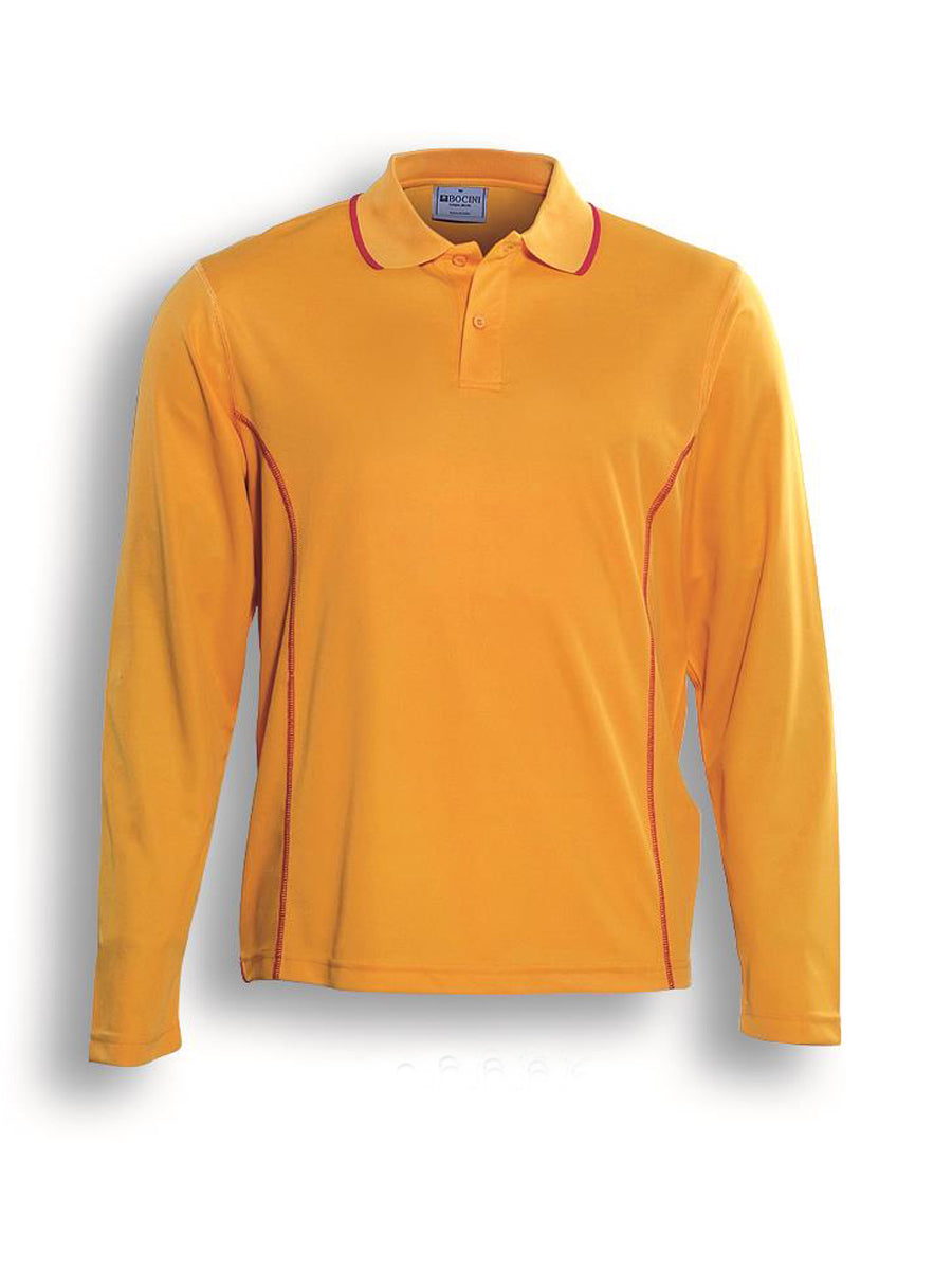 Stitch Feature Essentials-Kids L/S Polo in Gold/Red