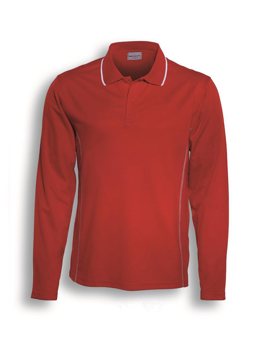 Stitch Feature Essentials-Kids L/S Polo in Red/White