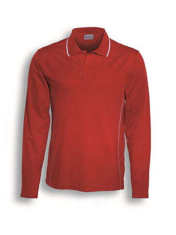 Stitch Feature Essentials-Kids L/S Polo in Red/White