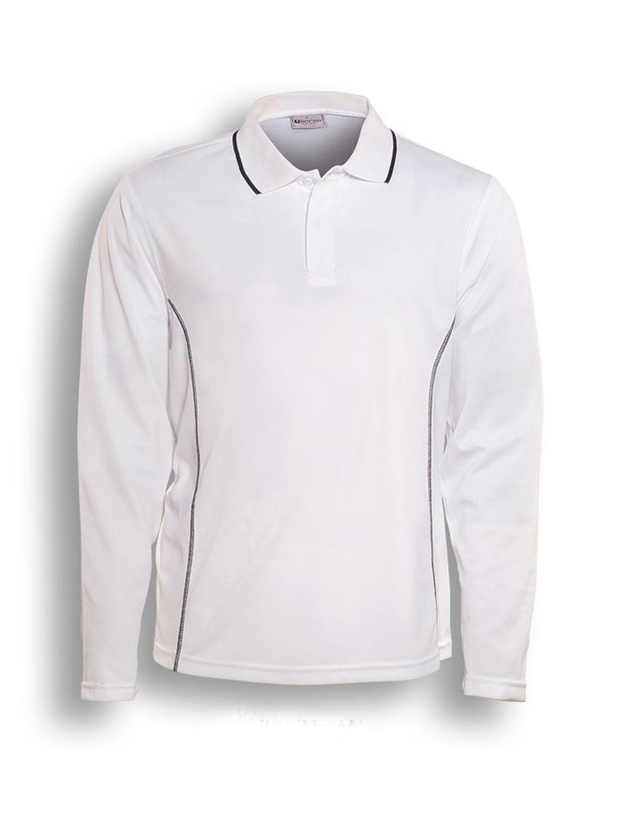Stitch Feature Essentials-Kids L/S Polo in White/Navy