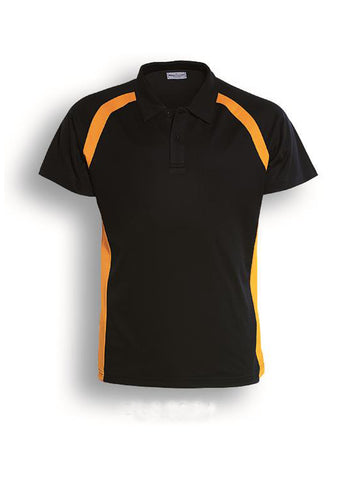 Team Essential-Ladies Short Sleeve Contrast Panel Polo in Black/Gold