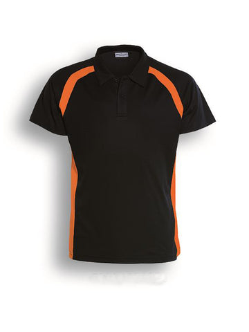 Team Essential-Ladies Short Sleeve Contrast Panel Polo in Black/Orange