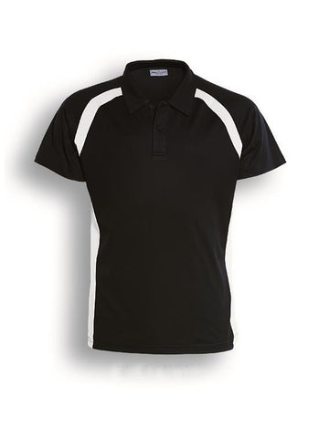 Team Essential-Ladies Short Sleeve Contrast Panel Polo in Black/White