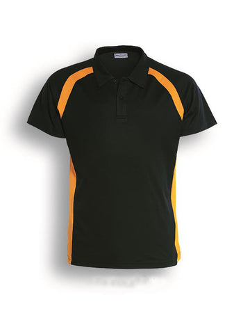 Team Essential-Ladies Short Sleeve Contrast Panel Polo in Bottle Green/Gold
