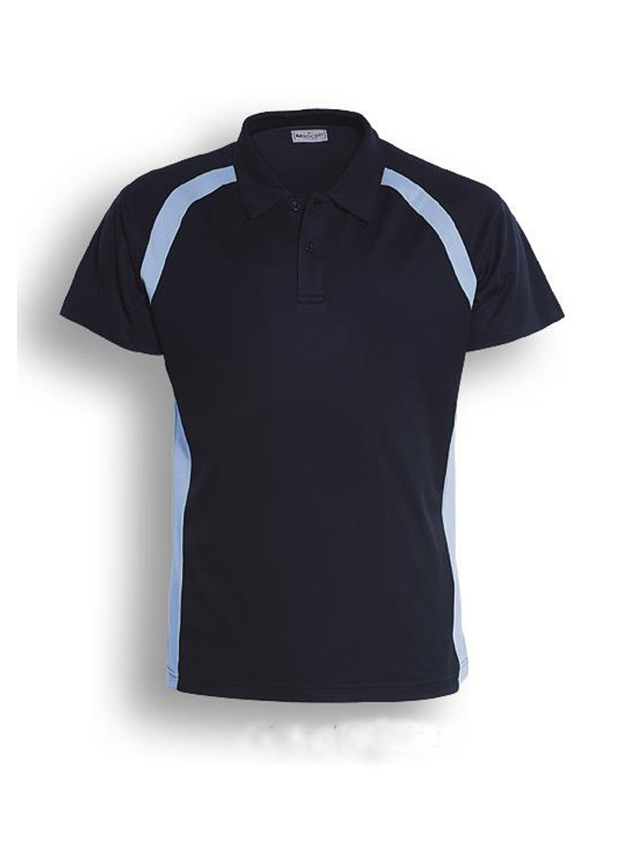 Team Essential-Ladies Short Sleeve Contrast Panel Polo in Navy/Sky Blue
