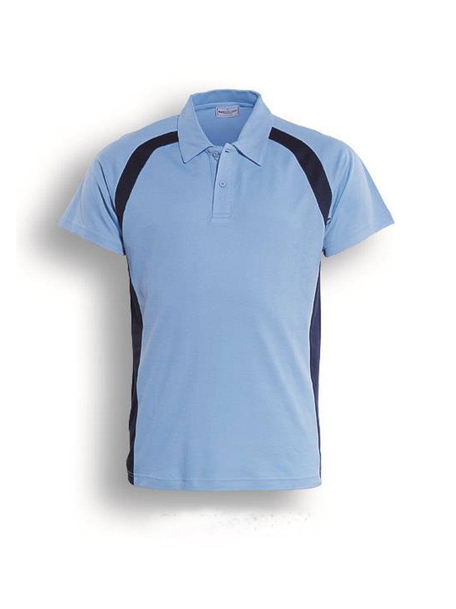 Team Essential-Ladies Short Sleeve Contrast Panel Polo in Sky Blue/Navy