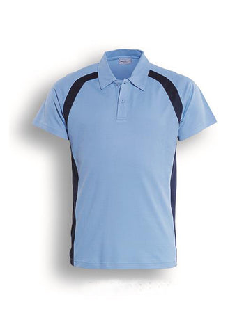 Team Essential-Ladies Short Sleeve Contrast Panel Polo in Sky Blue/Navy