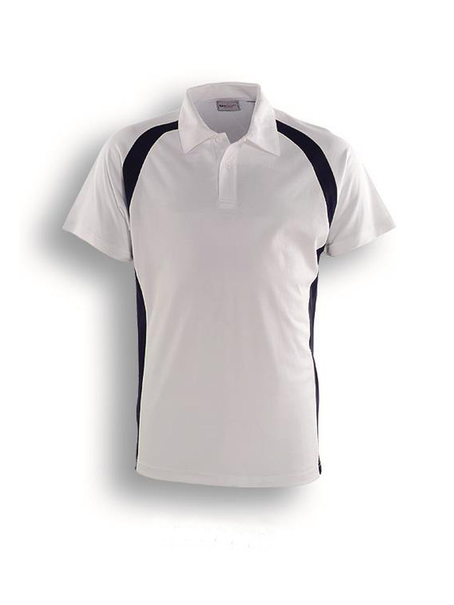 Team Essential-Ladies Short Sleeve Contrast Panel Polo in White/Navy
