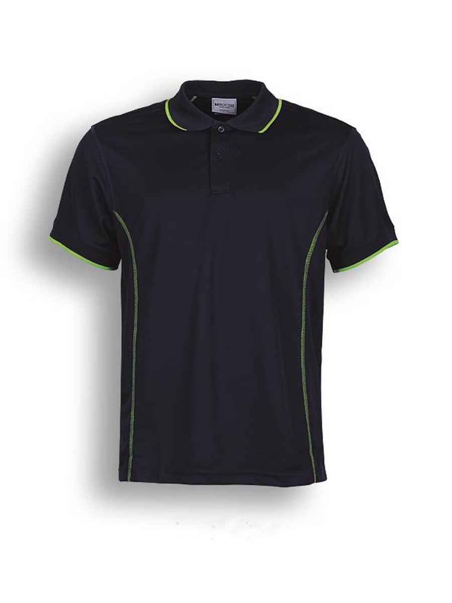 Stitch Feature Essentials-Kids Short Sleeve Polo in Navy/Lime