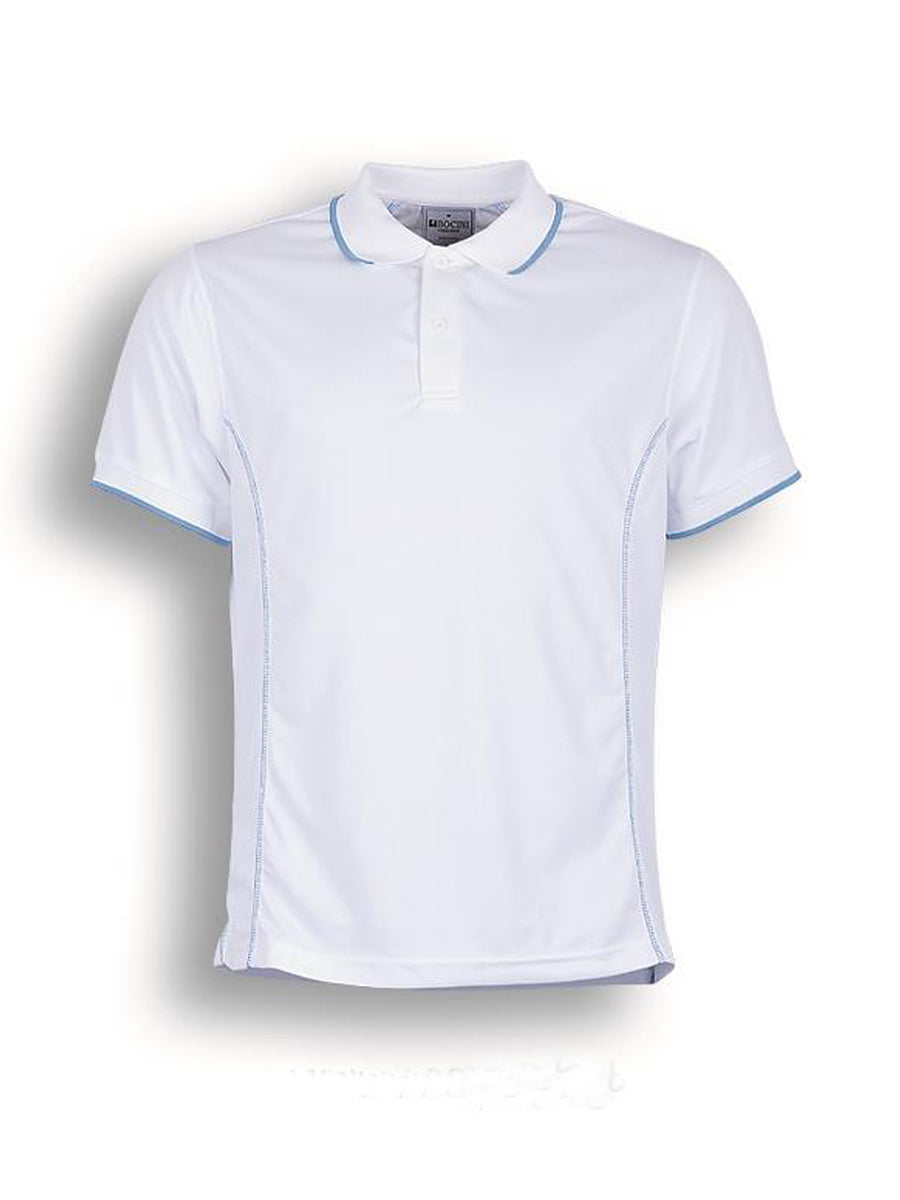 Stitch Feature Essentials-Kids Short Sleeve Polo in White/Sky Blue