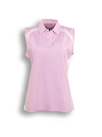 Team Essentials-Ladies Sleeveless Contrast Polo in Pink/White