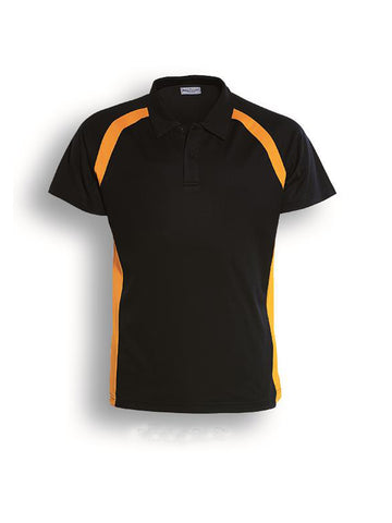 Team Essentials-Kids Short Sleeve Contrast Panel Polo in Black/Gold