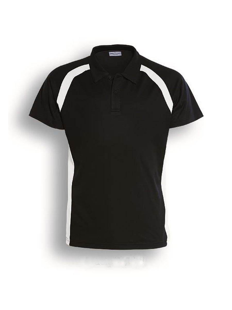 Team Essentials-Kids Short Sleeve Contrast Panel Polo in Black/White