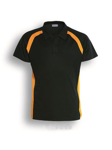 Team Essentials-Kids Short Sleeve Contrast Panel Polo in Bottle Green/Gold