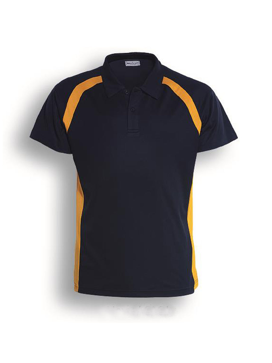 Team Essentials-Kids Short Sleeve Contrast Panel Polo in Navy/Gold