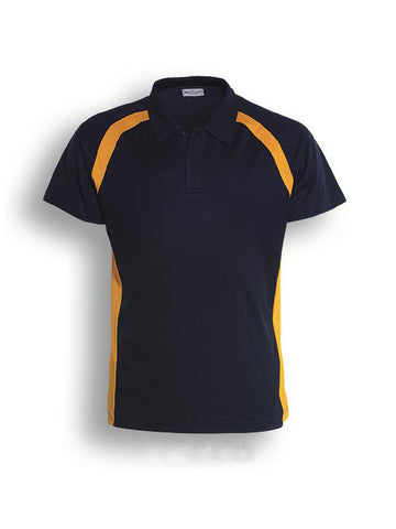 Team Essentials-Kids Short Sleeve Contrast Panel Polo in Navy/Gold