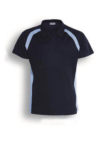 Team Essentials-Kids Short Sleeve Contrast Panel Polo in Navy/Sky Blue